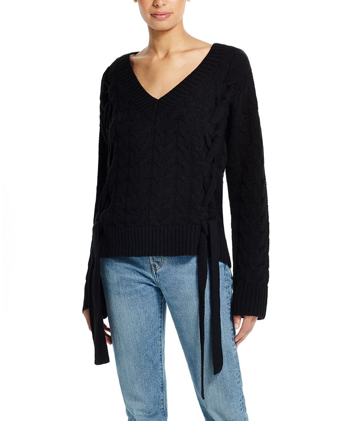 Weatherproof Vintage Women's Long Sleeve V Neck Sweater Black Size X-Large