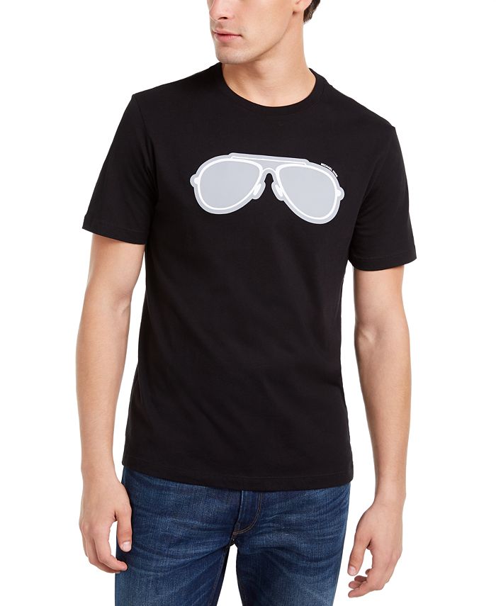Michael Kors Men's Reflective Aviator Graphic T-Shirt Black Size Large