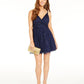 Speechless Junior's Glitter Mesh Fit & Flare Dress Blue Size 15