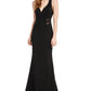 Emerald Sundae Women's Sheer Sleeveless V Neck Full Length Evening Mermaid Dress Black Size Small