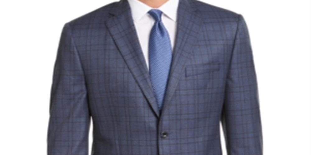 Michael Kors Men's Easy Care Collared Slim Fit Dress Shirt Blue Size 50