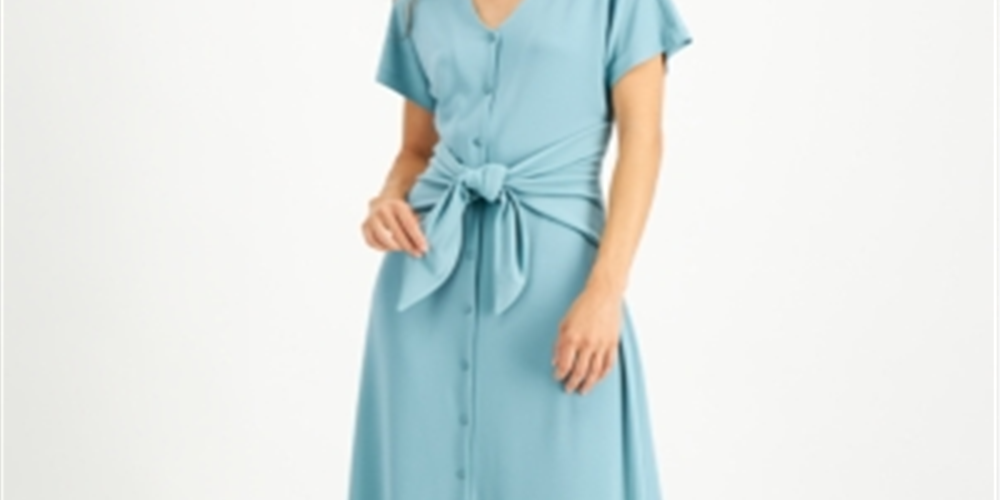 Alfani Women's Tie Front Dress Green Size XX-Large