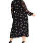 City Chic Women's Gentle Floral Dress Black Size 24W