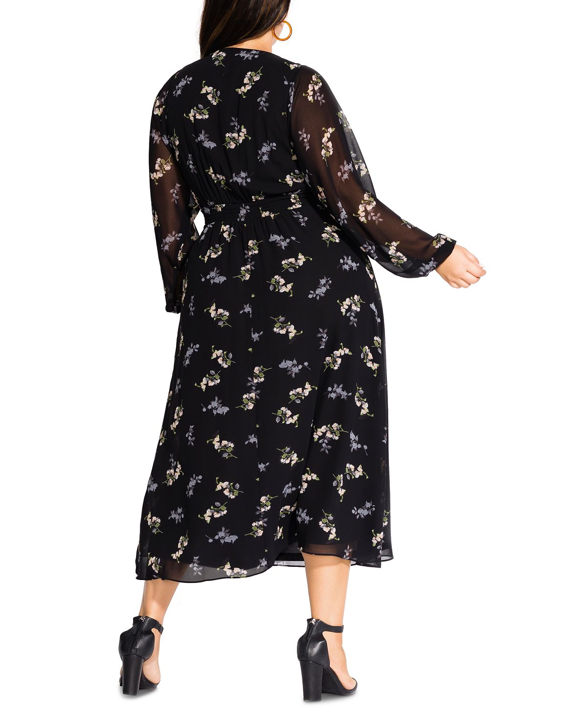 City Chic Women's Gentle Floral Dress Black Size 24W