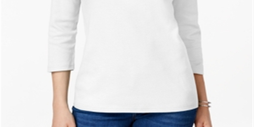 Karen Scott Women's Scoop Neck Top White Size X-Small
