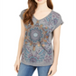 Style & Co Mandala Graphic Top - Ethnic Floral Blue Size L