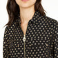 Michael Kors Women's Zip up Metallic Logo Top Black Size M