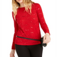 Michael Kors Women's Sequinned Jacquard Top Red Size M
