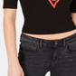 Guess Women's Mock Neck Elbow Sleeve Top Black Size M