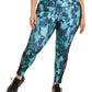 Ideology Women's Media Trim Printed Leggings Green Size 2X