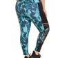 Ideology Women's Media Trim Printed Leggings Green Size 2X