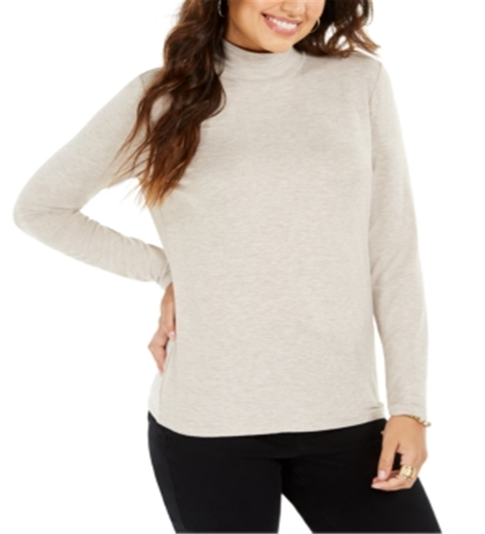 Style & Co Women's Long Sleeve Turtleneck Top Beige Size XXL