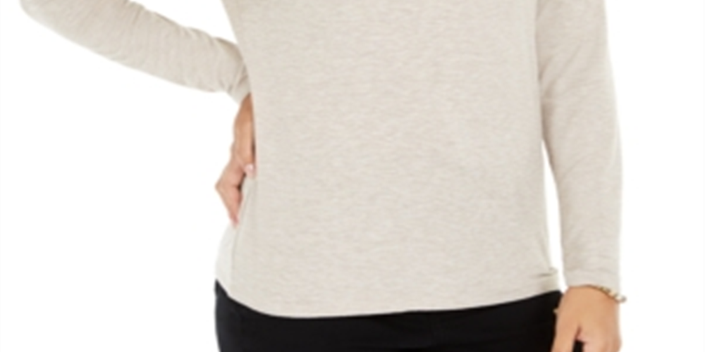 Style & Co Women's Long Sleeve Turtleneck Top Beige Size XXL