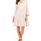 Style & Co Women's Printed Bell Sleeve Dress Pink Size Small
