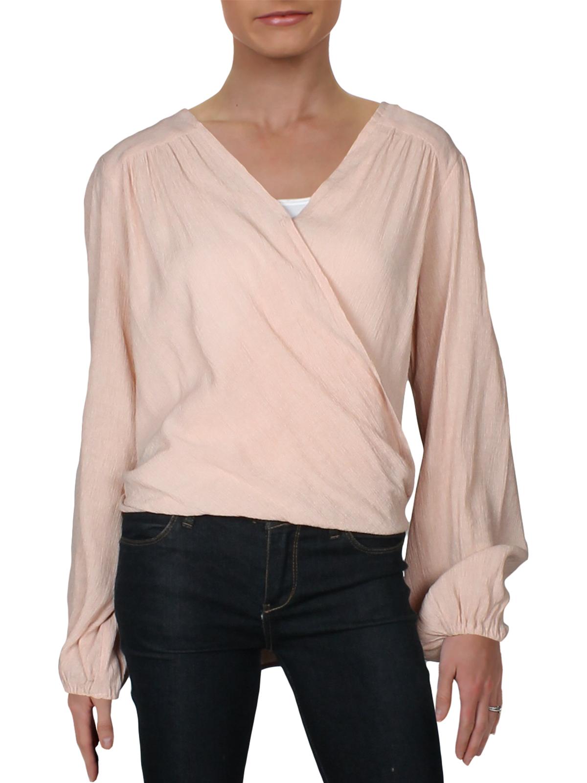 Free People Women's Check on It Hi-Low Drapey Wrap Top Pink Size M