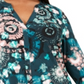 INC International Concepts Women's Printed Split Neck Top Green Size 0X