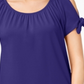 INC International Concepts Women's Cold Shoulder Tie Sleeve Blouse Blue Size Petite S