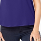INC International Concepts Women's Cold Shoulder Tie Sleeve Blouse Blue Size Petite S