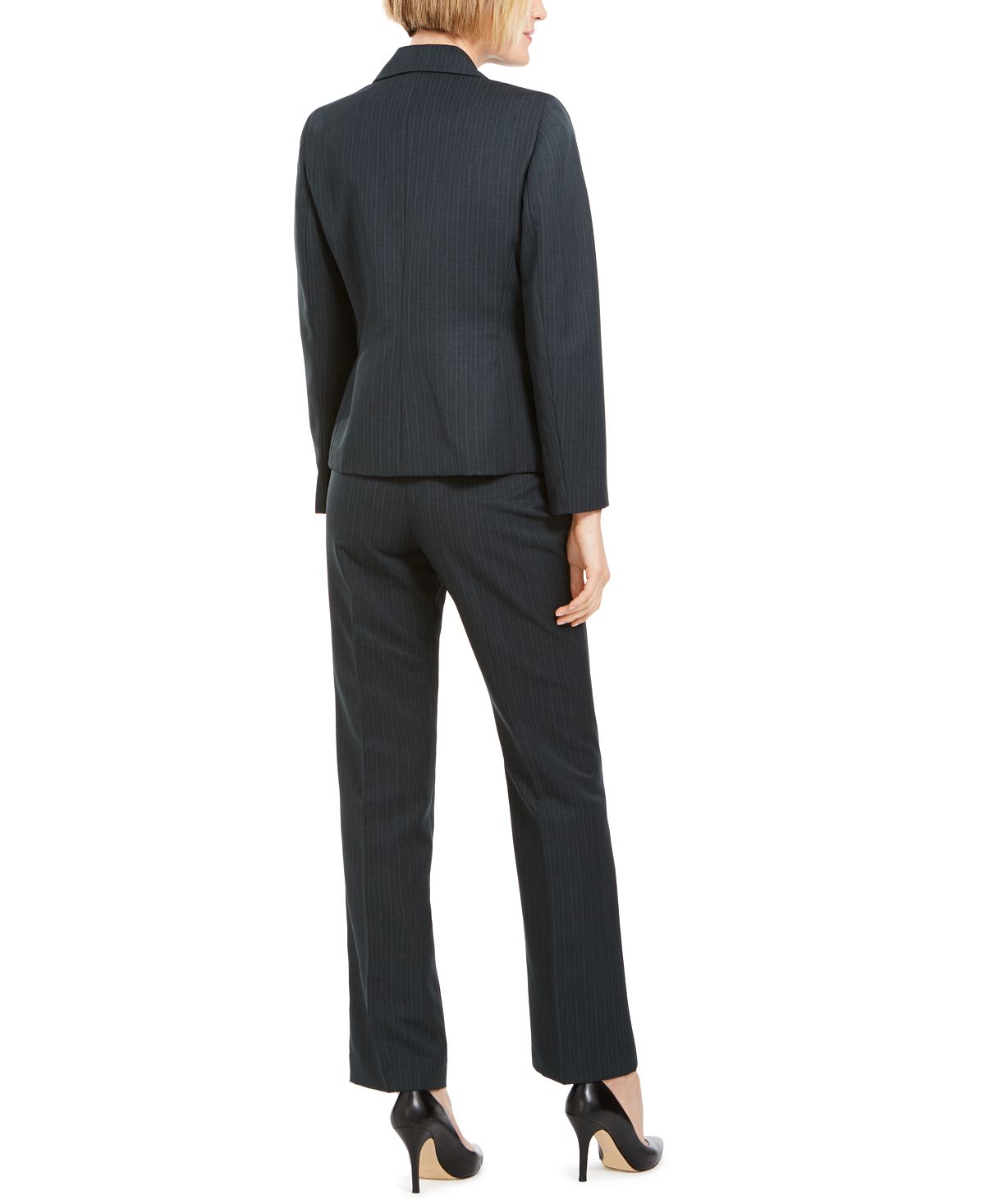 Le Suit Women's Notch Collar Hidden Pockets Two Button Blazer Navy Size 2 Petite