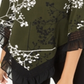 Alfani Women's Printed Lace Trim Top Green Size S