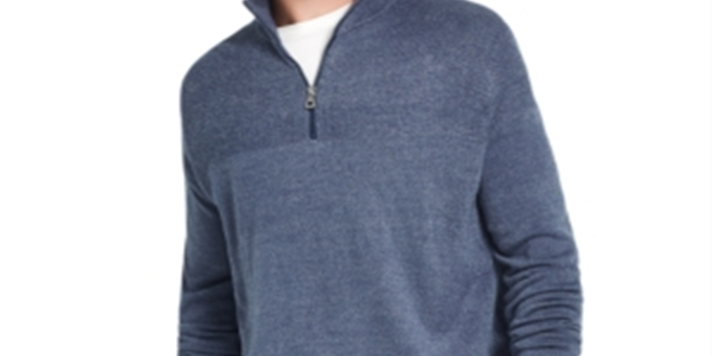 Weatherproof Vintage Men's Sweater Soft Touch Knit 1/4 Zip Pullover Blue  Size XL