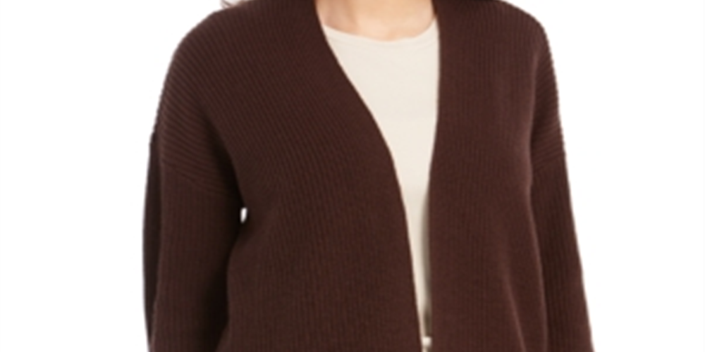 Style & Co Women's Button Side Oversized Cardigan Rich Truffle Sweter Brown Size Small