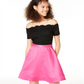 City Studios Junior's Off the Shoulder Fit & Flare Dress Pink Size 3