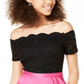City Studios Junior's Off the Shoulder Fit & Flare Dress Pink Size 3