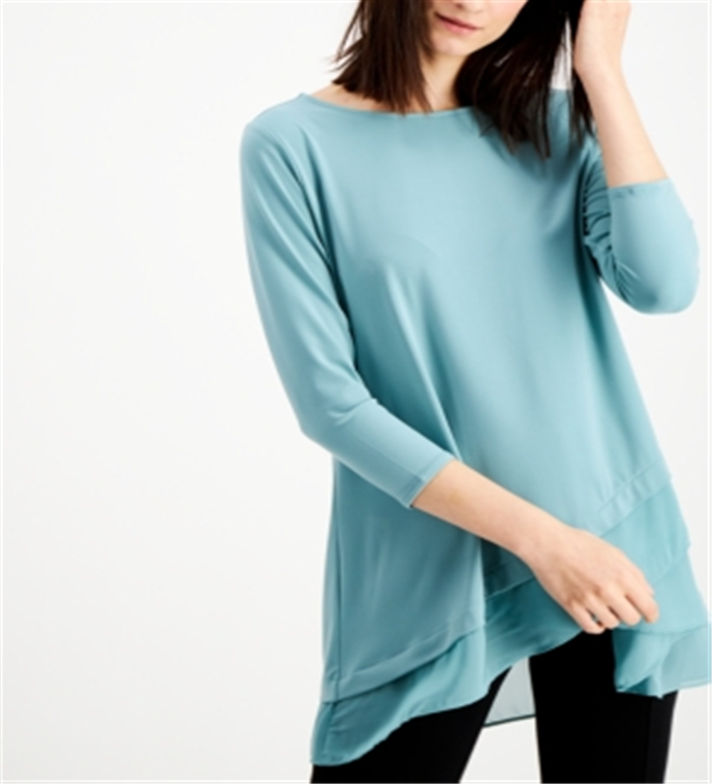 Alfani Women's Sheer Crossover Hem Tunic Green Size Medium