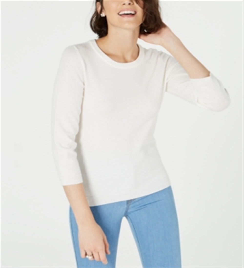 Maison Jules Women's Crewneck Pullover Sweater White Size X-Large