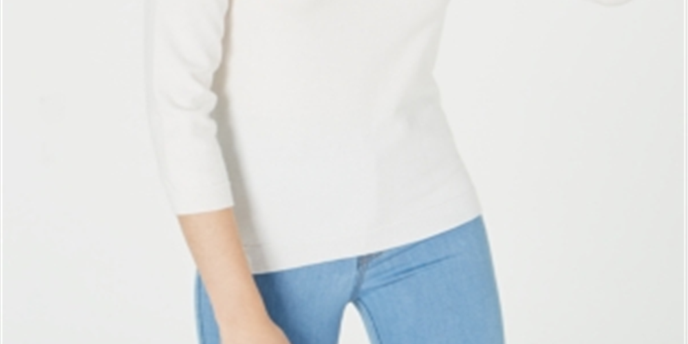 Maison Jules Women's Crewneck Pullover Sweater White Size X-Large