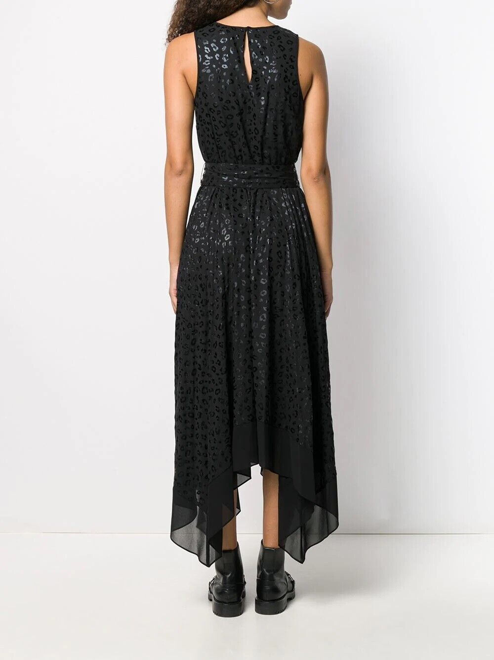 Michael Kors Women's Maxi Metallic Leopard Print Dress Black Size X-Small