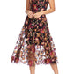 Dress The Population Women's Uma Embroidered Tulle Fit & Flare Dress Black Size M