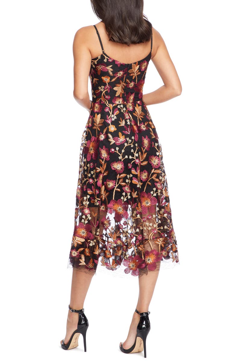 Dress The Population Women's Uma Embroidered Tulle Fit & Flare Dress Black Size M