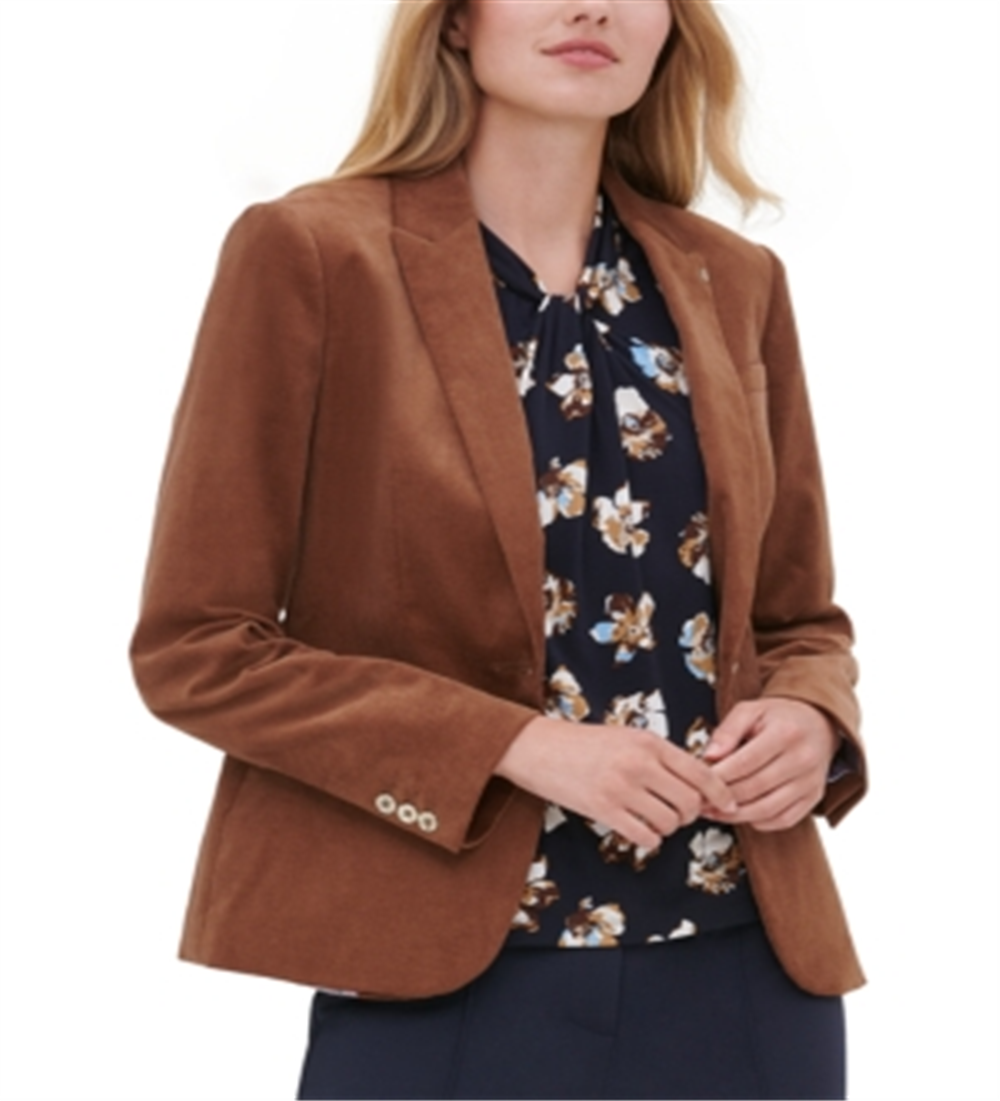tommy-hilfiger-corduroy-single-button-blazer-brown-size-0