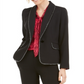 Kasper Women's Chain Trim One Button Jacket Black Size 10