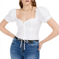 Bar III Women's Eyelet Puff Sleeve Top White Size X-Large