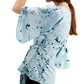 Alfani Women's Floral Print Tie Front Blouse Blue Size Medium