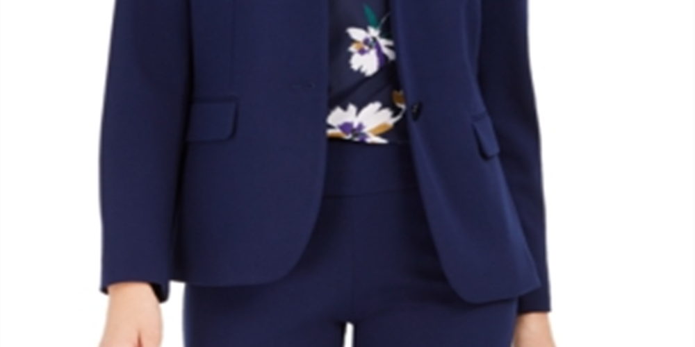 Nine West Women's Stretch Collarless Blazer Blue Size 12