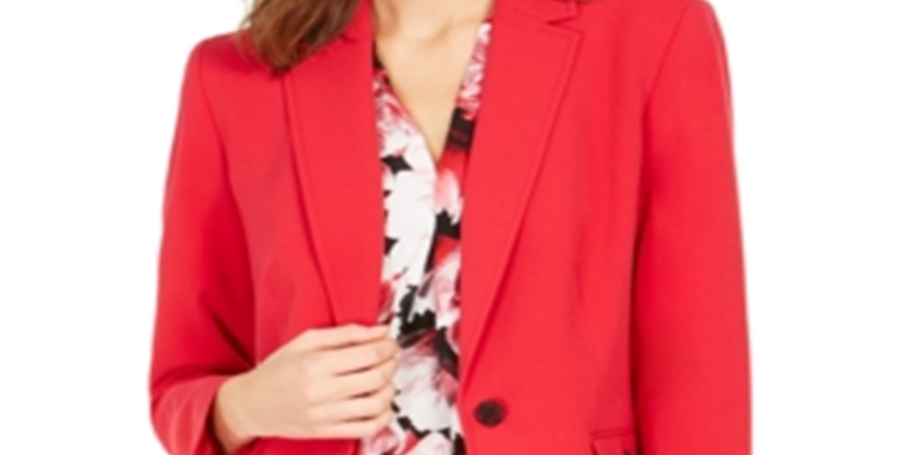 Nine West Women's One Button Blazer Red Size Large