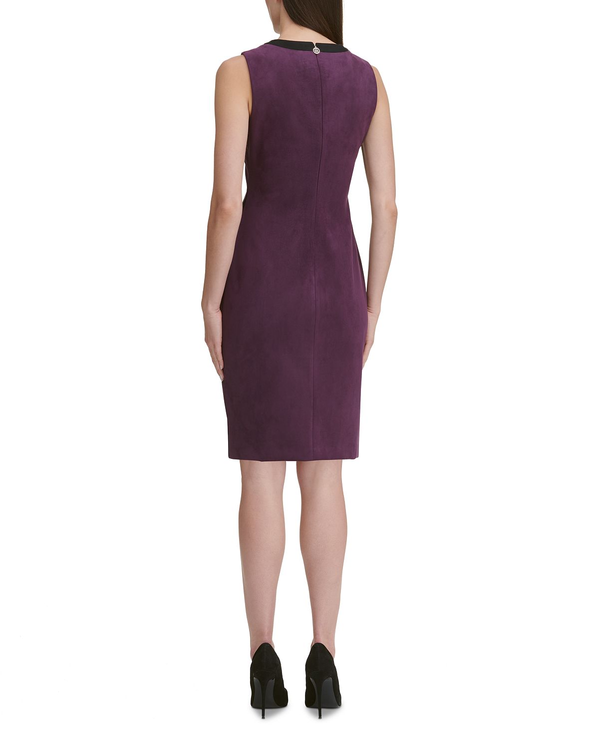 Tommy Hilfiger Women's Faux Suede Asymmetrical Sheath Dress Purple Size 4
