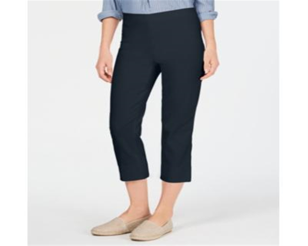 Charter Club Women's Pants Cropped Pull on Stretch Blue Size 12 Petite
