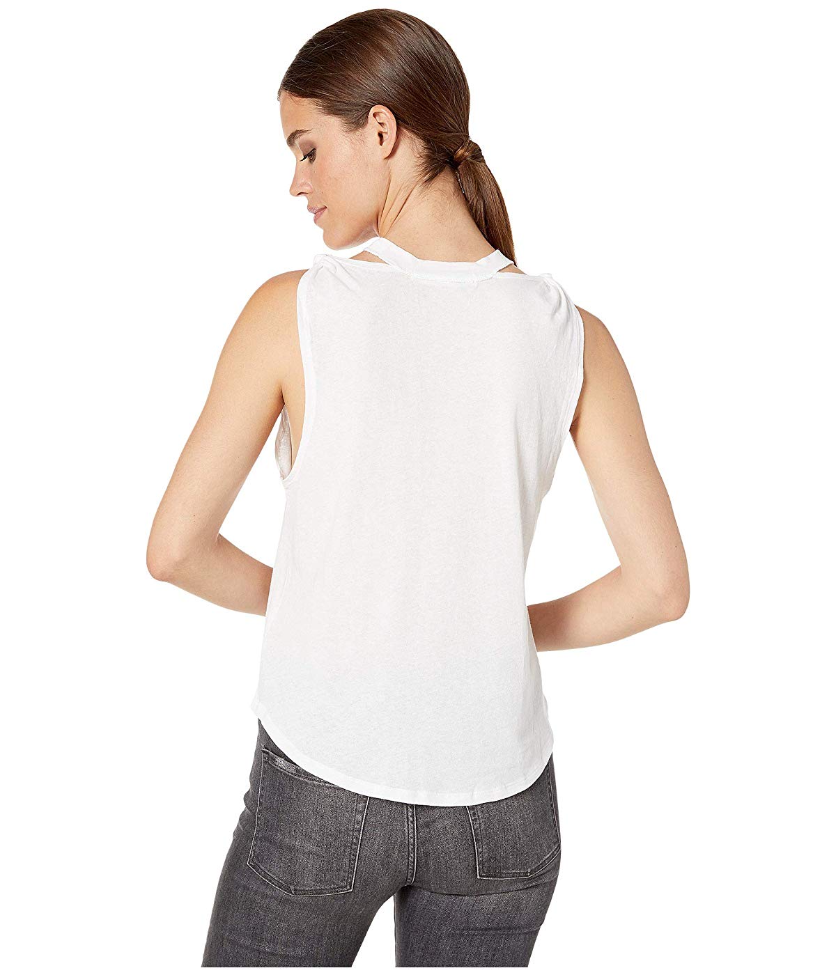 Free People  Women's Sleeveless Jewel Neck Tank Top White Size S
