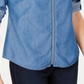 Michael Kors Women's Zippered 3/4 Sleeve Collared Top Blue Size X-Lage