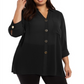 Alfani Women's Button Front Tunic Black Size 1X