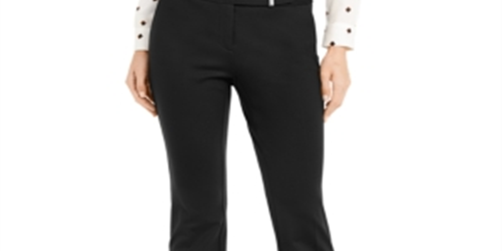 Alfani Women's High Rise Tummy Slimming Trouser Pants Black Size 10