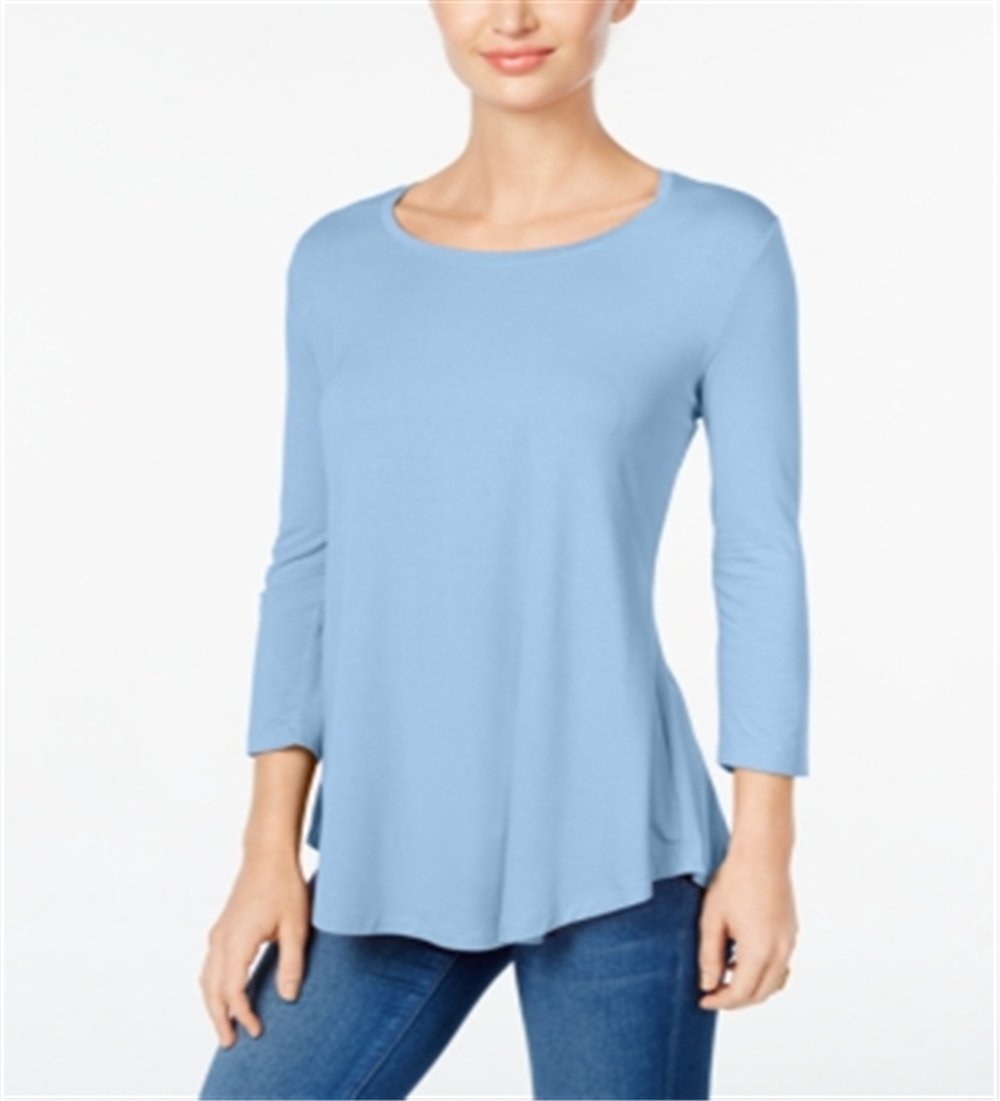 JM Collection Women's Scoop Neck Top  Blue Size XX-Large