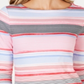 Charter Club Women's Pima Cotton Button Shoulder Striped Top Pink Size Petite S/M