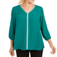 JM Collection Women's Jeweled Tiered-Hem Blouse  Green Size XS
