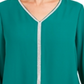 JM Collection Women's Jeweled Tiered-Hem Blouse  Green Size XS